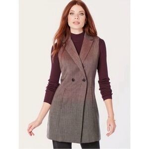 Pendleton Wool Ombre Gradient Long Vest. Tunic Burgundy Gray Medium